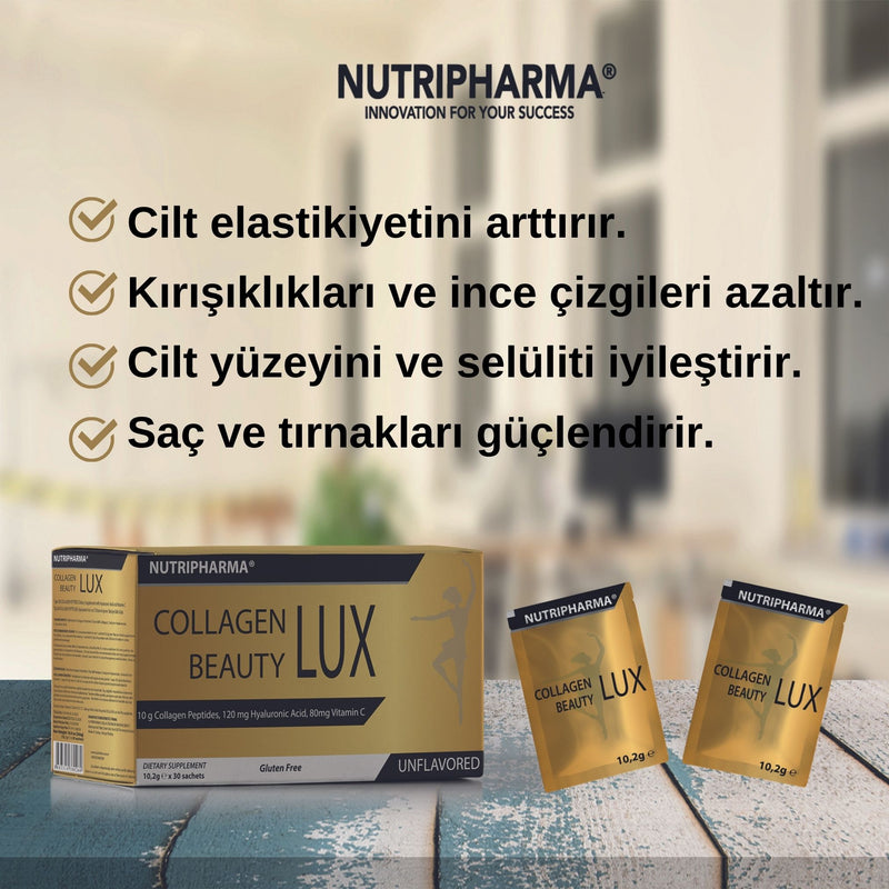 NUTRIPHARMA COLLAGEN BEAUTY LUX, Kolajen Takviyesi, 30 saşe, Aromasız