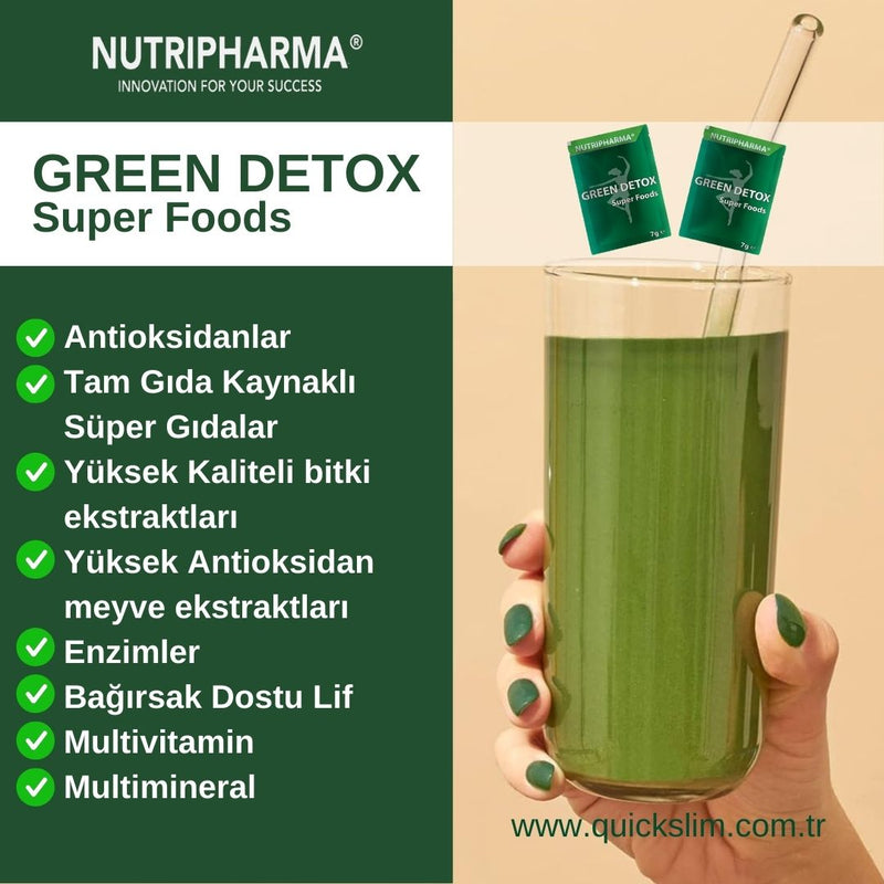 NUTRIPHARMA GREEN DETOX Super Foods, 30 Beutel, Ananasgeschmack