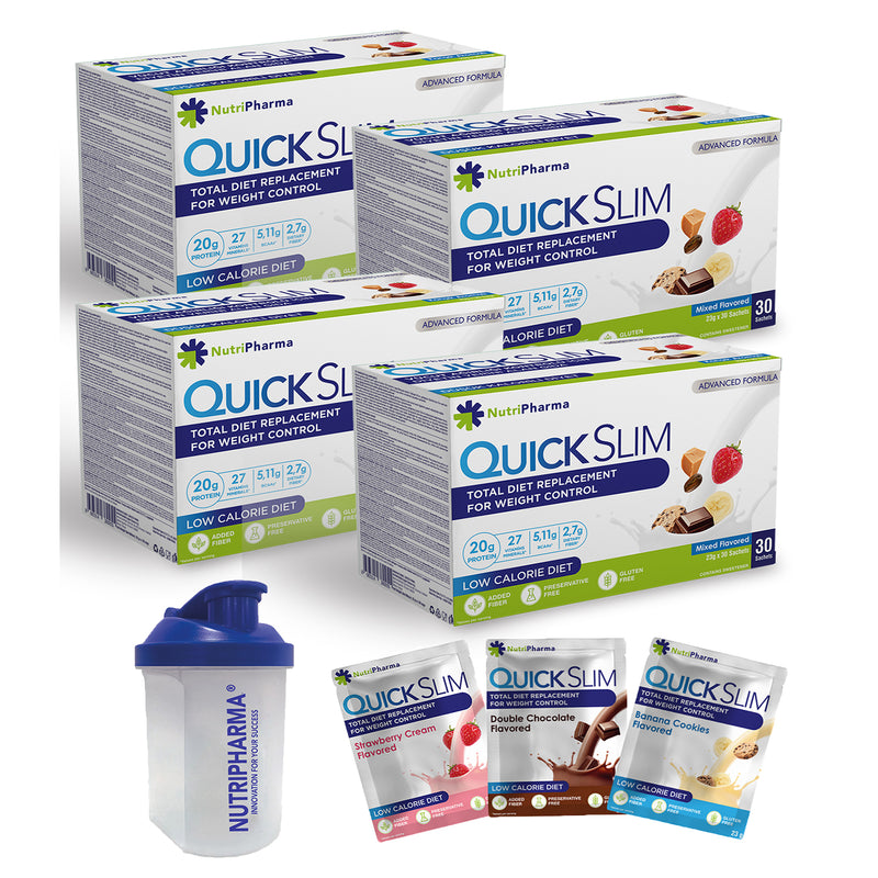 Quick Slim Öğün Yerine Geçen Shake - 4 kutu - SHAKER HEDİYE