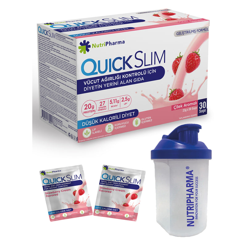 Quick Slim Çilek Aromalı Öğün Shake-SHAKER HEDİYE