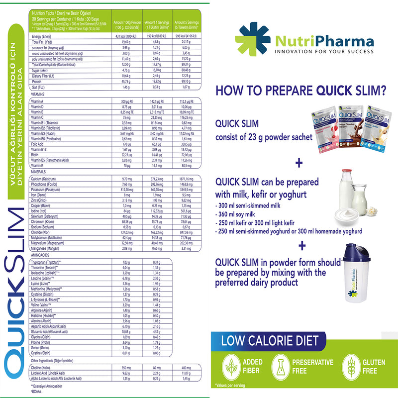 Quick Slim Öğün Yerine Geçen Shake - 4 kutu - SHAKER HEDİYE